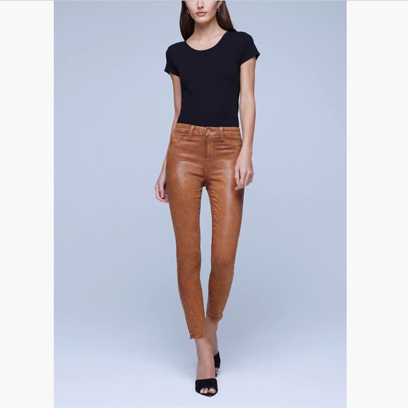 NWT L'AGENCE Margot Coated Crop High Waist Skinny Jeans – Size 25 - Picture 3 of 6